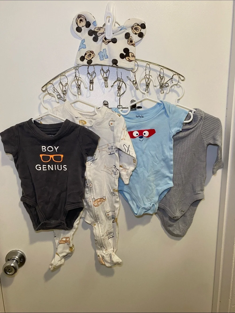 Carter's,  Baby One-Piece Set in Gray, Light Blue, White, Black and Sleeper.